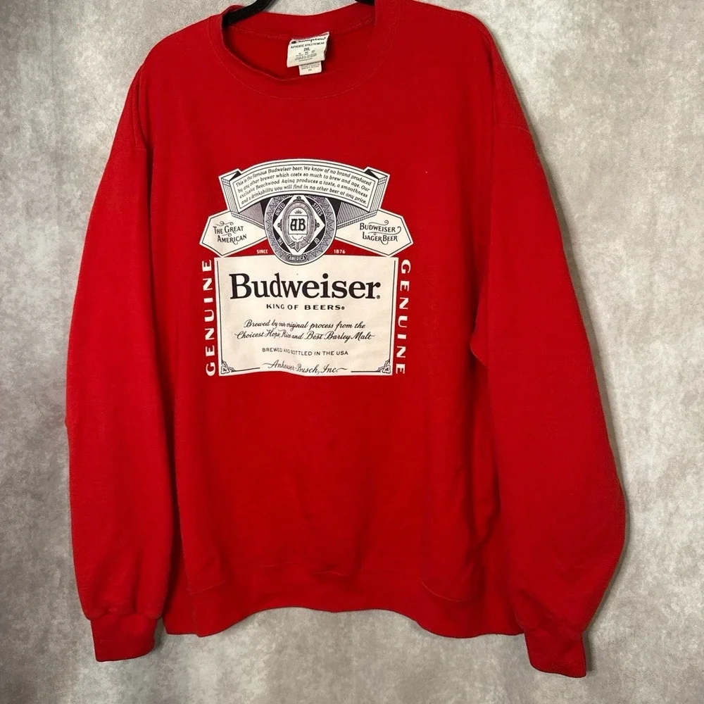 Vintage 90's Y2K Champion x Budweiser‎ Sweatshirt Unisex Plus Size 2X Red